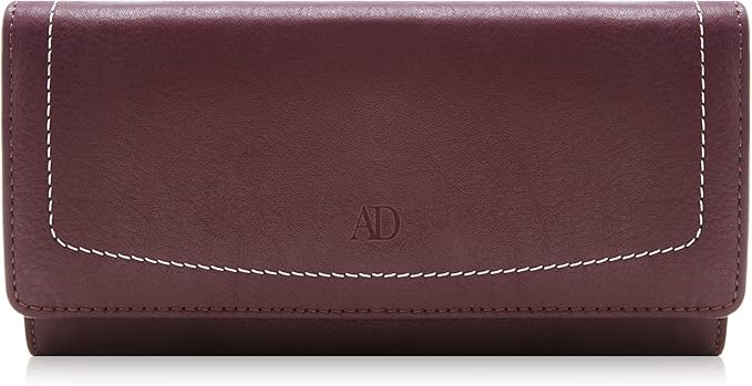 Leather Clutch RFID Wallets For Women - Big Womens Wallet Accordion Purse Organizer Zip Coin Pouch Gifts For Women