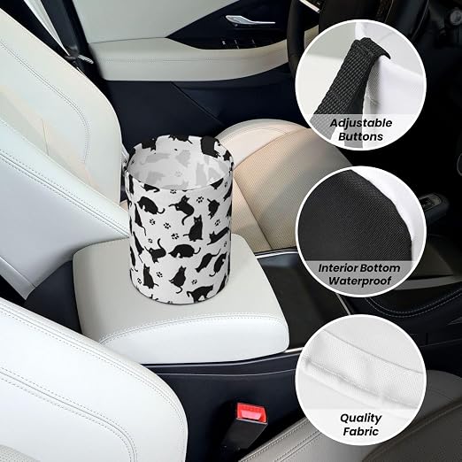 Small Car Trash Can, Cute Black Cat Design Hanging Foldable Car Trash Bag, Waterproof Leakproof Garbage Bin, Car Interior Organizer Accessories