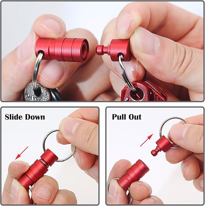 Quick Release Keychain Clip, Small Carabiner Clip & Pull Apart Detachable Key Ring, Car Key Chain Hooks Keyring