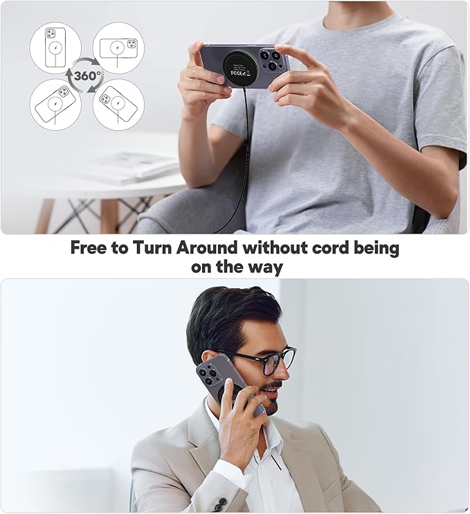 UMEIJA Magnetic Wireless Charger 15W Charger-Fast Charging Pad Compatible with iPhone16/15/14/13/12 Serie & Airpod 2 3 Pro-LED Pad with Dual Charging Ports Original Replacement 2 Pack Black