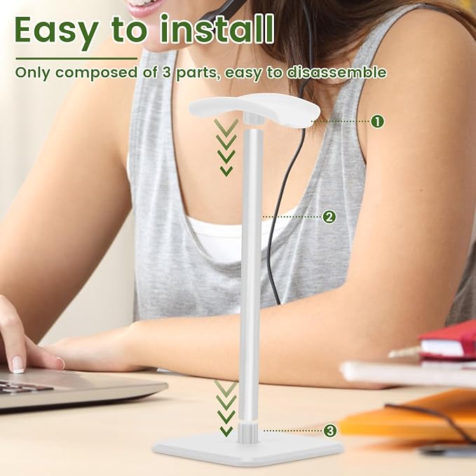 10Pcs Headphone Stand Detachable Headphones Holder Universal Gaming Headset Holder Space Saving Stand for Most Wired and Wireless Headphones,White