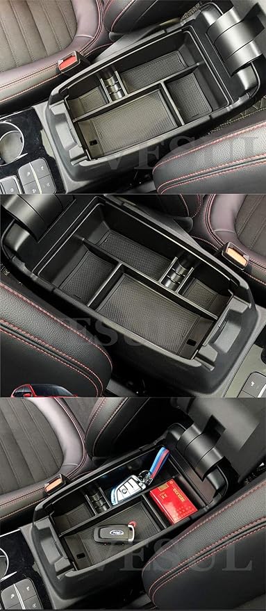 Vesul Center Console Organizer Compatible with Bronco Sport 2021-2026 Ford Escape 2020-2026 Storage Tray ABS Insert Organizer Glove Pallet Storage Console Separation