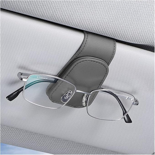 AICEL Sunglasses Holders for Car Sun Visor, Leather Eyeglasses Hanger Mounter, Magnetic Glasses Holder and Ticket Card Clip, Auto Interior Accessories Universal for SUV Pickup Truck