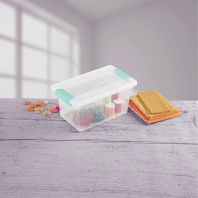 Sterilite 16-Pack Clip Box, Stackable Clear Plastic Bins with Latching Lids, Medium - Writing, Arts or Crafts Supplies Storage Containers for Home, Office, Classroom and Workshop Organization