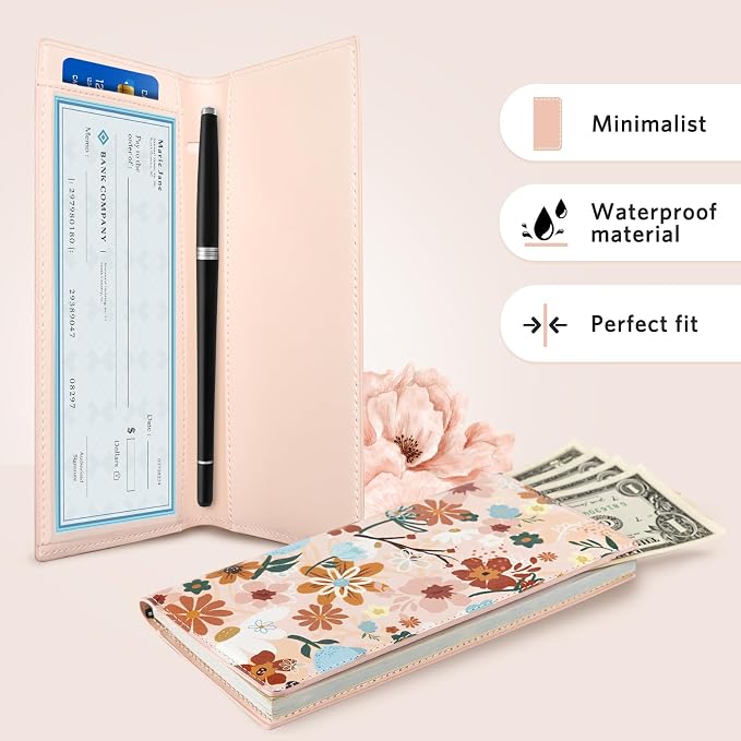 CoBak Premium Leather Checkbook Cover - RFID Blocking, Classic Design, Slim & Durable - Perfect for Personal & Business Checks