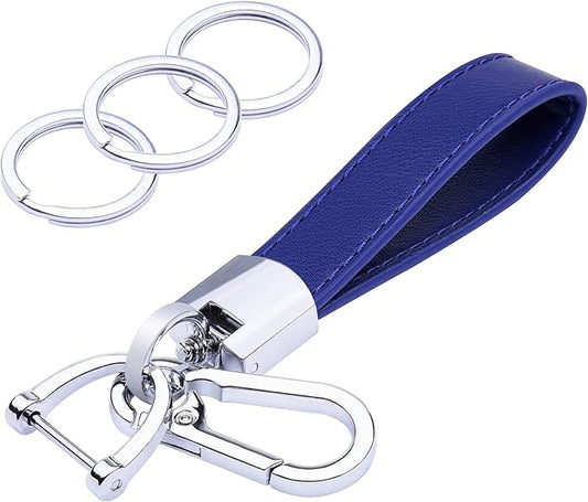 Wisdompro Genuine Leather Car Keychain, Universal Heavy Duty Key Fob Keychain Leather Key Chain Holder for Men and Women