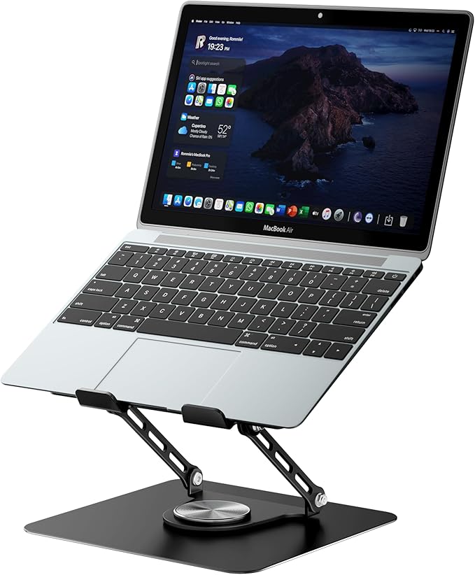 Laptop Stand with 360 Rotating Base, Adjustable Height Up to 10",Ergonomic Aluminum Laptop Riser Holder Computer Stand for Laptop 10 14 15 17 Inches/All MacBook Air Pro