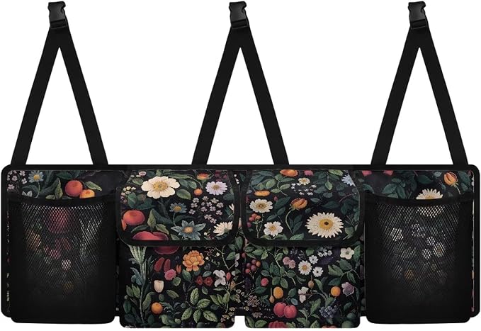 Daisy Floral Auto Car Trunk Organizer - Collapsible, Multi-Pocket Automotive SUV Car Organizer for Storage w/Adjustable Straps - Truck & Car Accessories for Women and Men