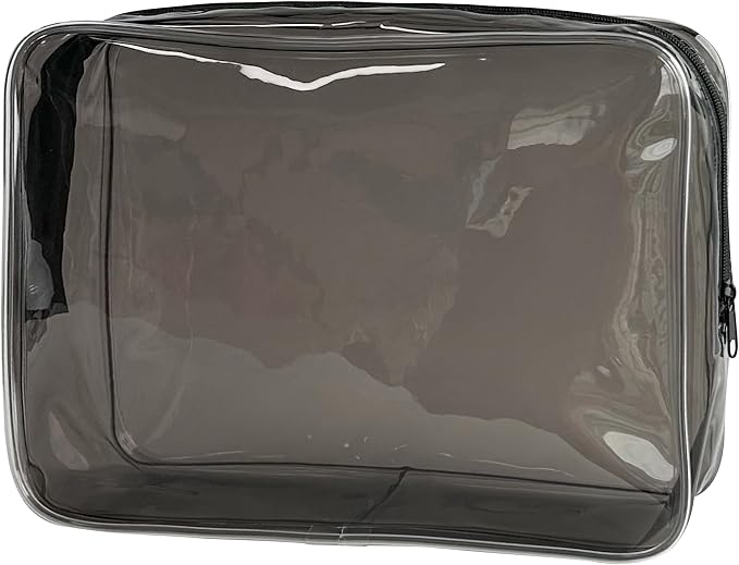 Waterproof PVC Makeup Bag - Leakproof Cosmetic Organizer for Travel Toiletry Storage 9.84×7.09×2.36 Inch for Women & Men (Black)