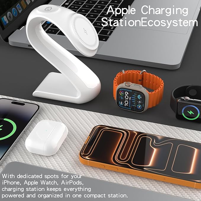 4-in-1 Wireless Charging Station for Apple Magsafe Charger Stand,Fast Magnetic Wireless Charger Station for iPhone 17 Air 16 15 14 13 12 Series,Airpods Pro,Apple Watch Ultra