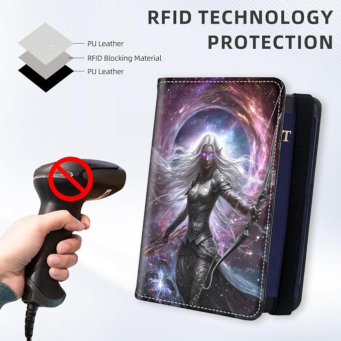 [Elven Archer Ultra-Slim Passport Holder Wallet with Pen Loop, RFID Blocking Faux Leather Travel Passport Cover, Compact Boarding Pass & Card Case Organizer for Women & Men