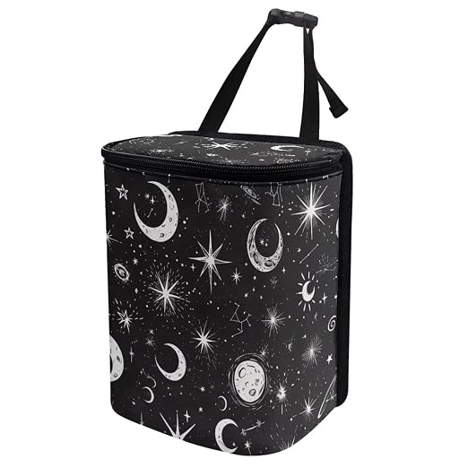 Moon and Star Car Trash Can with Lid - Leak Proof Car Trash Bag Hanging Waterproof Garbage Can - Multipurpose Storage Container for Back Seat Road Trip, Black