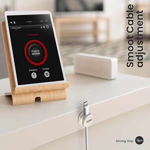 Cord Organizer [Fast Lock] 8 Pack GRIPNEST White Spring Cable Management [Easy Grip] Cable Holder Clips, Strong Adhesive Charging Cord Organizer for Nightstand, Desk, Home, Office, Car.