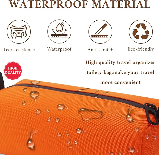 Small Toiletry Bag for Men, Travel Bag Waterproof and Foldable for Storage Mini Toiletry Bag Equipped With Carabiner for Easy Portability (orange)