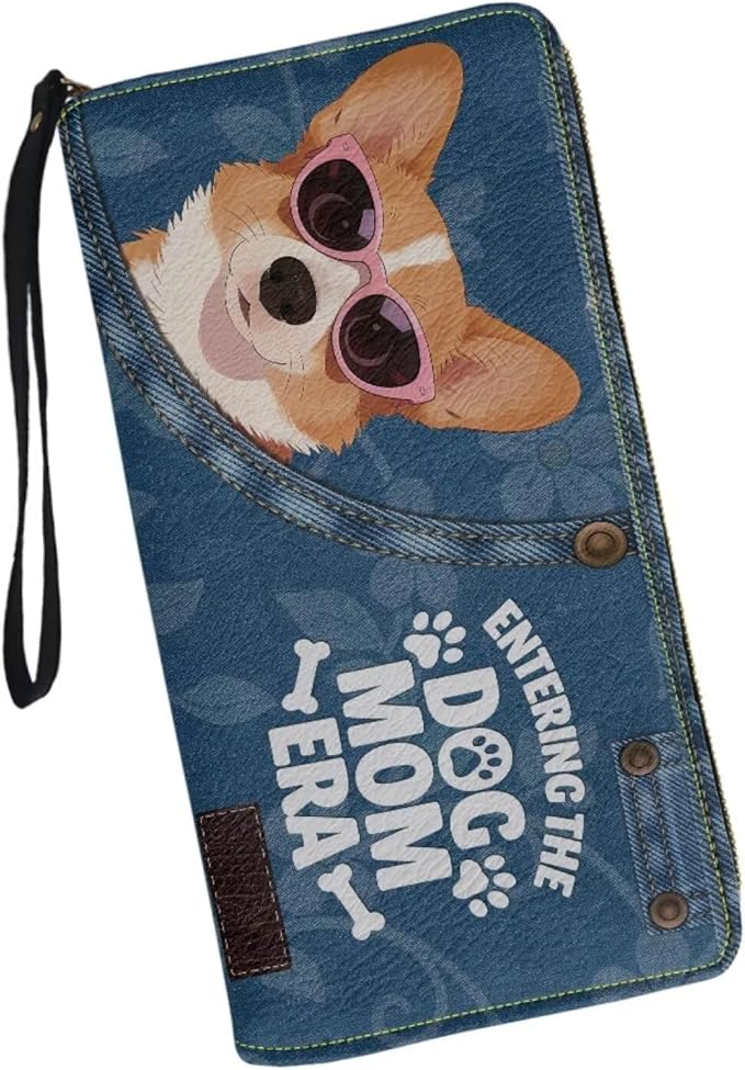 Bulopur Corgi Dog Wallet Purse for Women's Wallet RFID Blocking Credit Card Holder Large Capacity Wristlet Leather Wallets Purse Waterproof