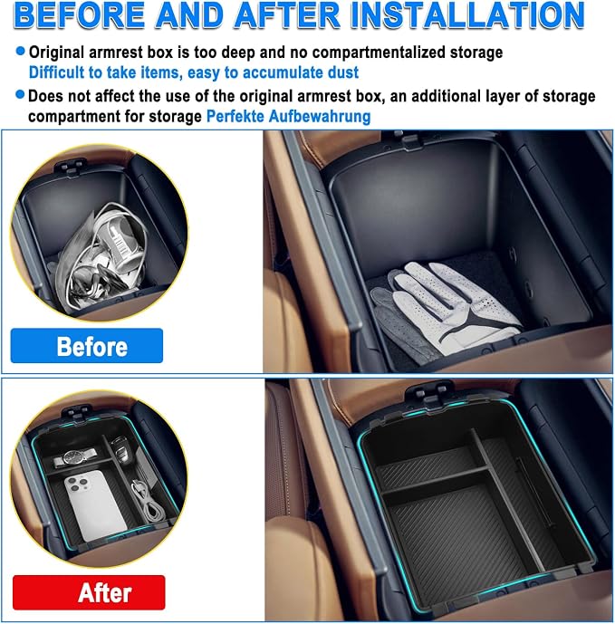 SHAOHAO 2 Pcs for 2026 Hyundai Palisade Center Console Organizer for 2026 Hyundai Palisade Calligraphy Accessories Console Tray & Cup Holder 2026 Palisade LX3 Armrest Insert Box (Only for 7-Seat)