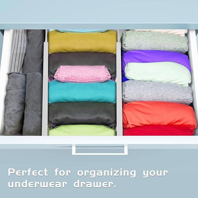 4 Pack Bamboo Drawer Dividers Organizer with Inserts 2.6'' High, Expandable from 12.5-21.7", Adjustable Drawer Organizer Separators for Utensils, Clothing, Office, Dresser, Bedroom, (White)
