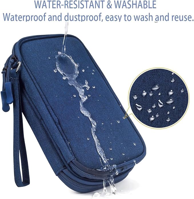 CAAORDKSO Electronic Organizer, Travel Cable Organizer Bag Pouch Electronic Accessories Carry Case Waterproof Electronic Bag for Cable, Cord, Charger, Phone, Power Bank, Earphone (Navy Blue, Medium)