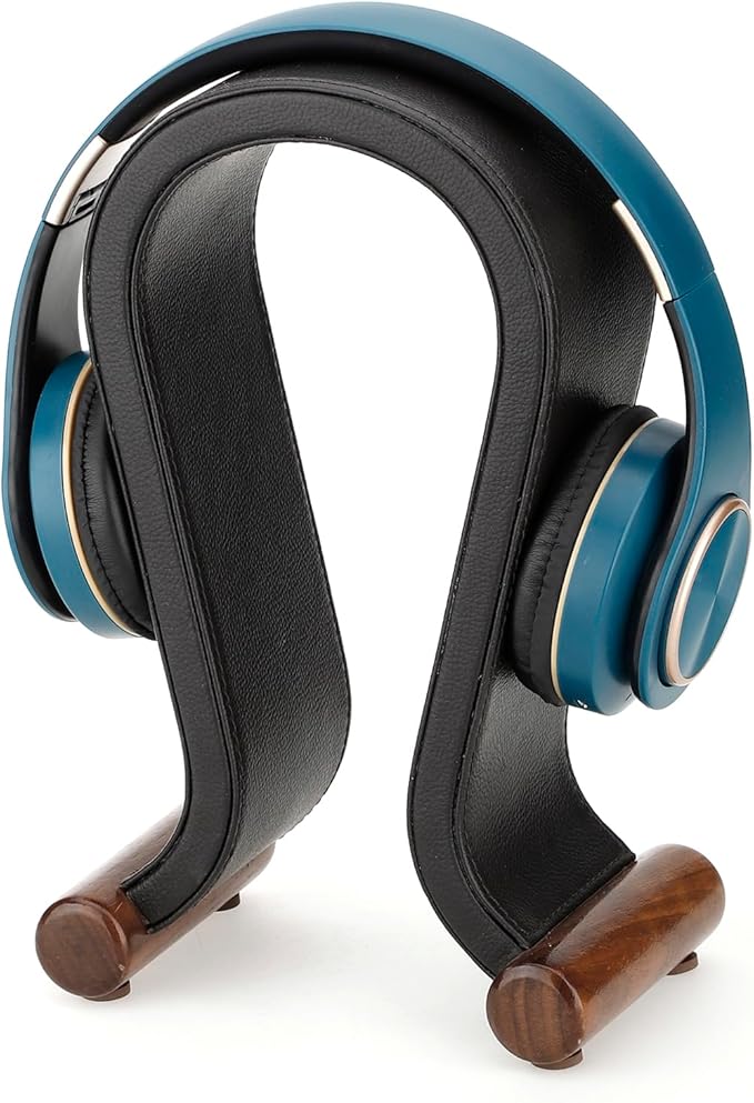 Wooden Headset Stand,Universal Earphone Hanger Holder for Gaming Headsets & DJ Studio Headphones Desktop Headphone Rack for All Headphone Size