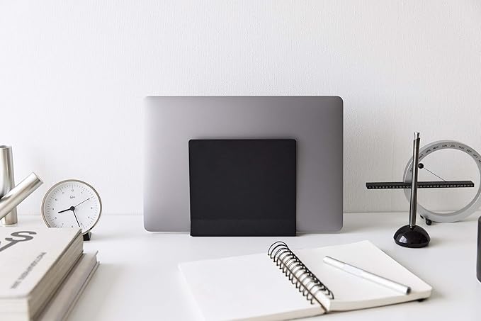 Yamazaki 4499 Slim Laptop Stand, Black, Approx. W 6.3 x D 2.2 x H 6.0 inches (16 x 5.7 x 15.2 cm), Tower Tower Laptop Storage, Vertical Placement, Space Saving