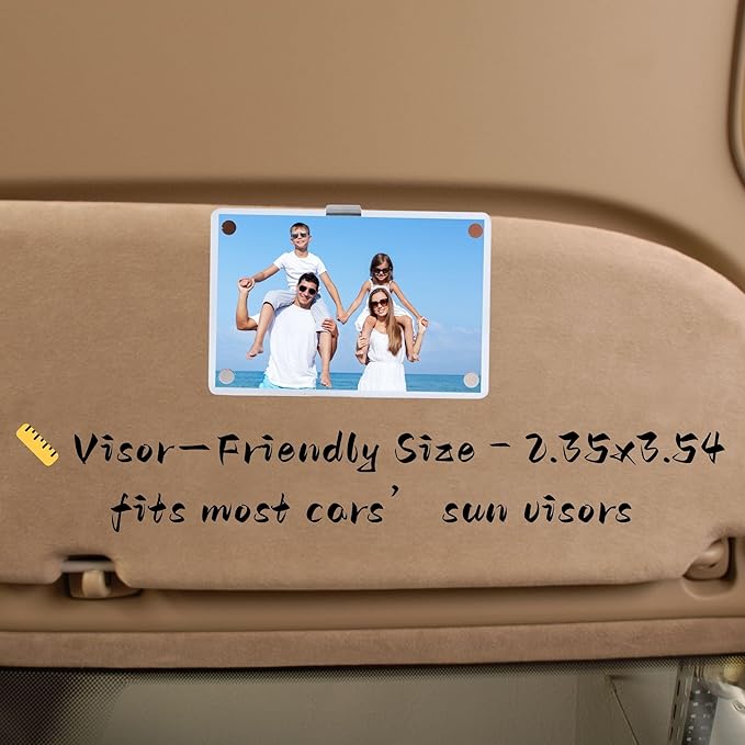 Car Sun Visor Photo Holder, 2 Pack Universal Magnetic Car Visor Clip, Personalized Picture Frame for Cars, Photo car visor clip