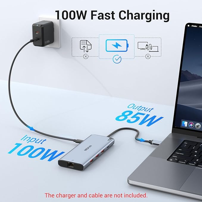 USB C to USB C Hub Multiport Adapter,USB C Splitter Dual Monitor with 8K@60Hz 2*HDMI,8 in 1 Dual HDMI Adapter Hub with USB C Video Output, 4*10Gbps USB,Ethernet and 100W PD for MacBook Pro/Air,Dell,HP