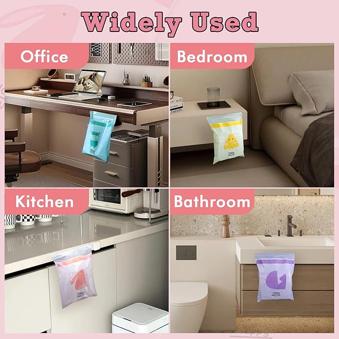 60PCS Easy Stick-On Disposable Portable Car Trash Bag, Waterproof Leakproof Vomit Bags, Firm and Durable, Suitable for Cars, Camping, Travel, Kitchens, Bedrooms, Study Rooms, Office Spaces