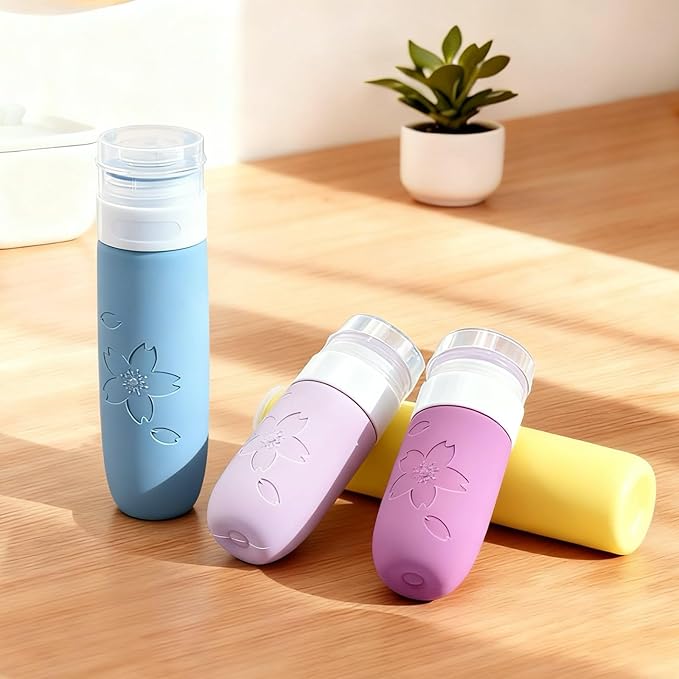 Travel Cosmetic Case Toiletry Bag with Zipper Refillable Silicone Kit Toiletry Bottles、Squeeze Toiletry Bottles Leakproof Accessories for Toiletries Shampoo Lotion Body Wash (BPA Free)