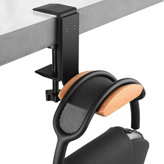 Linkidea Headphone Stand Hanger Compatible with Airpods Max, Bracket Wood Headphone Headset Hanger Holder, Clamp Rack Hook Under Desk Table Headphone Hanger Holder (Beech)
