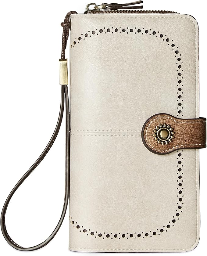 TFKGS Wallet for Women RFID Blocking Leather Large Capacity Card Holder Ladies Phone Clutch Travel Long Purse Wristlet | RFID Blocking, Leather, Large Capacity, Ladies, Travel