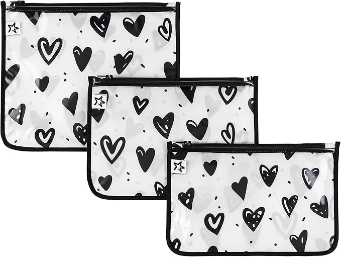 Tiny Twinkle Diaper Bag Organizing Pouches|3 Pack Mess-Proof Clear Front Travel Organizer Bags&TSA Approved Toiletry Bag Set for Baby and Mom Essentials