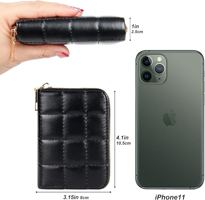 EcoVision Credit Card Holder RFID Card Case Wallet, Small Accordion Zipper Card Case Holder, Card Organizer Case for Women Men
