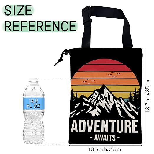 Adventure Mountain Car Trash Bag,Hanging Drawstring Car Garbage Bag,Waterproof Canvas Car Back Seat Organizer with Adjustable Buckle,for Vehicles,SUVs,Camping,Road Trips