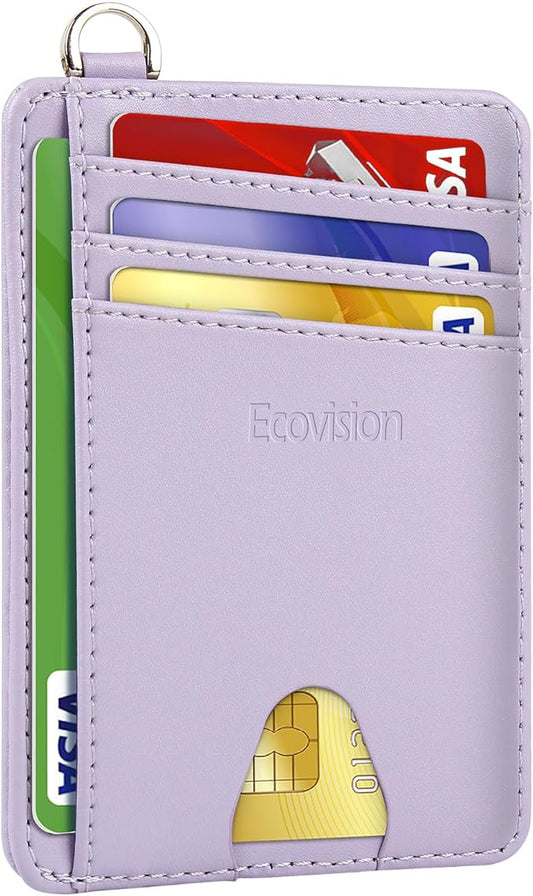 EcoVision Slim Minimalist Front Pocket Wallet, RFID Blocking Credit Card Holder Wallet with Detachable D-Shackle for Men Women