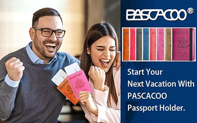 Passport Holder Cover Wallet Travel Essentials RFID Blocking Leather Card Case International Must Haves Travel Accessories for Women Men(113#Blue)