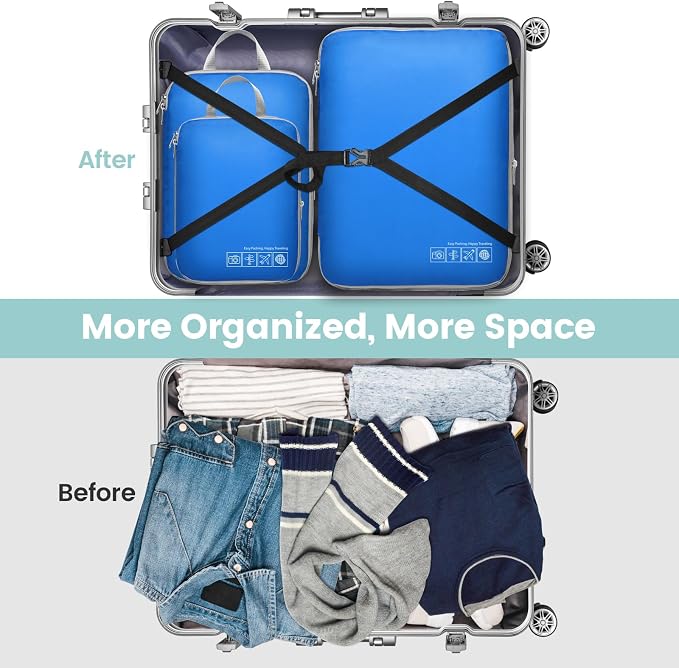 Cambond Compression Packing Cubes for Travel - Lightweight Expandable Travel Bags Luggage Organizers Travel Essentials Compression Cubes for Travel Space Saver for Carry on Suitcases Organizer