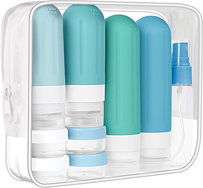 Landisun Travel Bottles for Toiletries 18Pack Travel Size Containers Toiletry Travel-Containers TSA Approved Leak Proof (Blue)