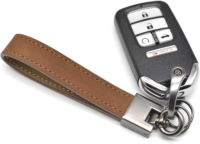MECHCOS Car Key Fob Keychains Genuine Leather Keys Chain Holder for Men and Women with D-Ring, Screwdriver, Key Rings and 360 Degree Rotatable Swivel, Coffee Color
