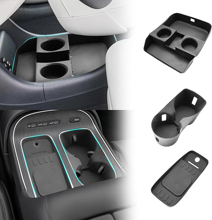 SHAOHAO 3 Pcs for 2026 Hyundai Palisade Lower Organizer for 2026 Hyundai Palisade Accessories Under Console Organizer & Cup Holder & Charging Mat 2026 Palisade LX3 Buttom Insert Box (Only for 7-Seat)