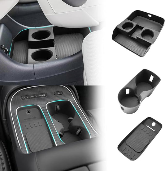 SHAOHAO 3 Pcs for 2026 Hyundai Palisade Lower Organizer for 2026 Hyundai Palisade Accessories Under Console Organizer & Cup Holder & Charging Mat 2026 Palisade LX3 Buttom Insert Box (Only for 7-Seat)