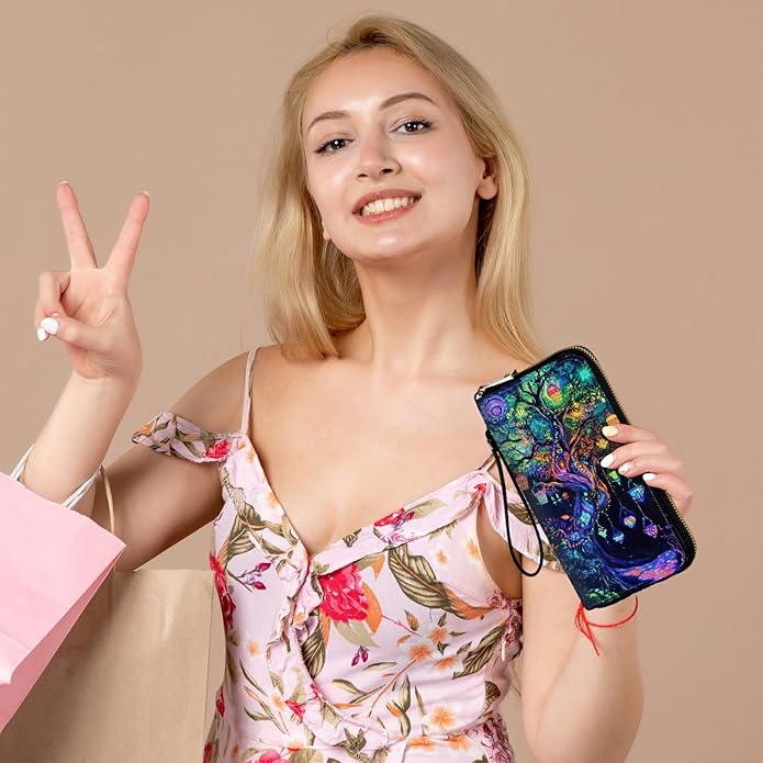 Wristlet Wallet for Women, RFID Blocking Phone Wallet, Large Capacity Zip Around Clutch, Fits iPhone 15 Pro Max, Travel Organizer Purse