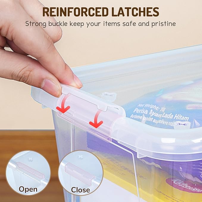 GAMENOTE 6 Quart Storage Bins with Lids,6 Pack Transparent Plastic Latching Box for Classroom & Kids Toy Storage Clear Stackable Shoe Box Size Containers for STEM Morning Tubs, Crafts&Building Blocks