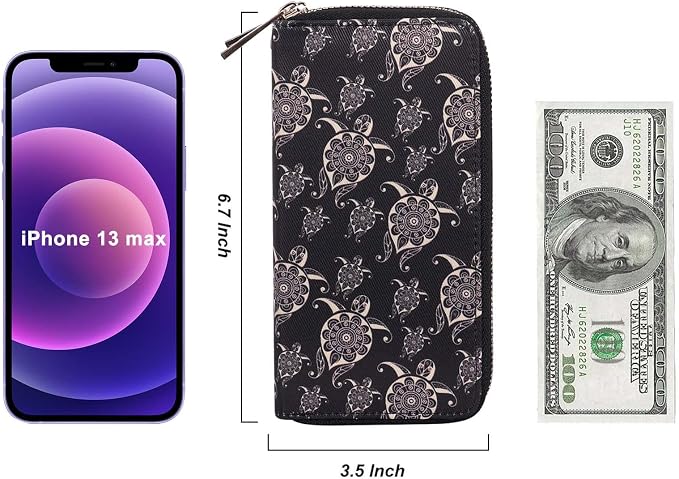 Cellphone Wallet for Women Dual Zipper Long Purse with Removable Wristlet