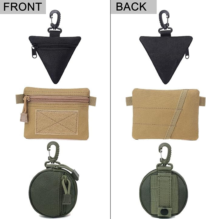 2 Packs Tactical EDC Pouches Compact Mini Military Molle Utility Pouch Accessories Organizer Bags Coin Purse Keychain Pockets Credit Card Holder for Waist Pack