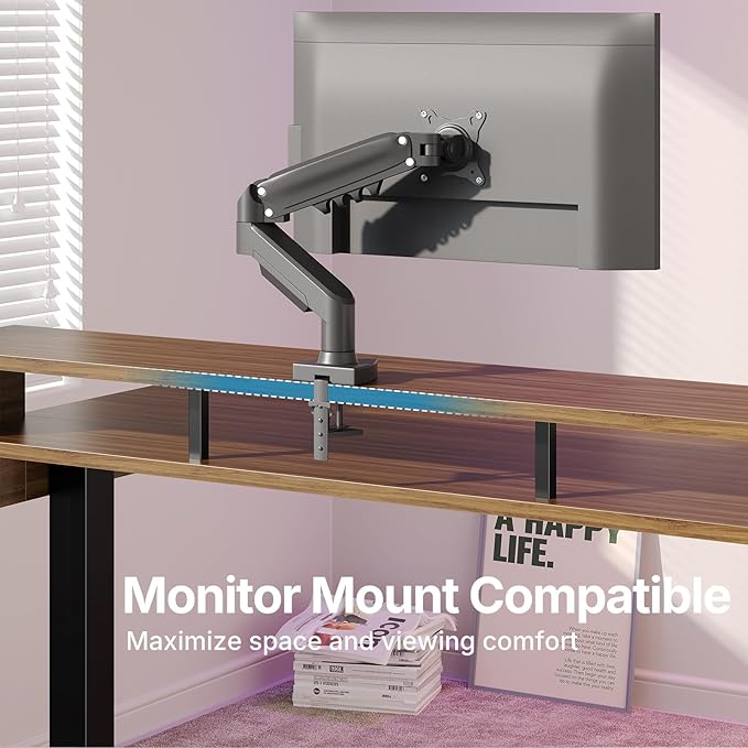 HUANUO 63″ x 26″ Electric Standing Desk with 2 Drawers &24.4″ Large Keyboard Tray, C-Clamp Mount Compatible, Adjustable Computer Desk for Office, Sit Stand Up Desk with 4 Height Presets, Deep Walnut