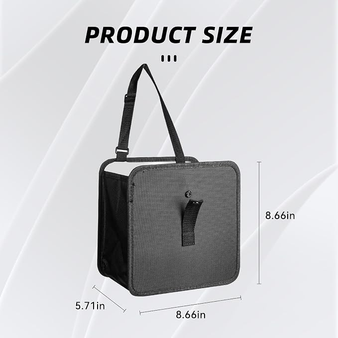 Car Trash Can, Oxford Cloth Foldable Car Trash Bin Hanging, 1.85 Gallon Capacity Garbage Bag Organizer, Leak-Proof Waterproof Auto Storage Container (Medium)