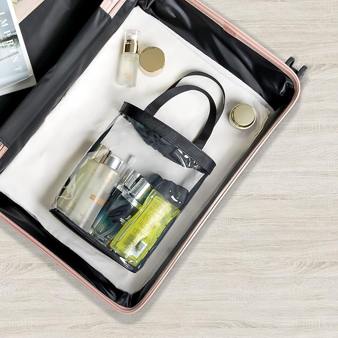 Clear Toiletry Bag, Travel Toiletry Bag for Women, TSA Approved Toiletry Bag, Waterproof Clear Makeup Bag Cosmetic Pouch, Transparent Makeup Organizer, Carry on Airport Airline Compliant