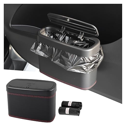 Car Trash Can with Lid,Press-Top Car Trash Bin with 30PCS Cars Trashs Bags,Multi-Function & Small Cars Garbage Can with Suspension Design for Storaging Garbage Fits 4.7 Gal