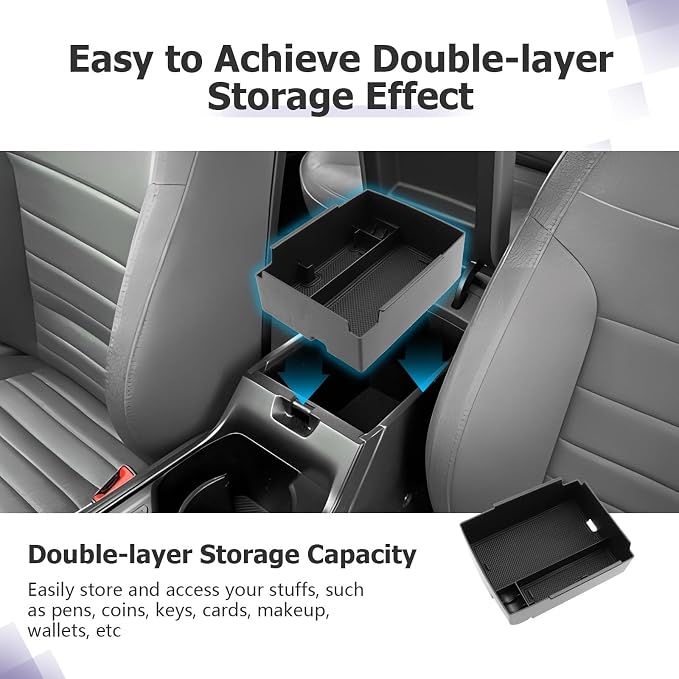 LUWU K4 KIA 2026 Center Console Organizer Compatible with 2025 2026 Kia K4 LX/LXS/EX/GT-Line/GT-Line Turbo Accessories Armrest Console Organizer Armrest Insert Tray 2025 2026 Kia K4 Black-trim