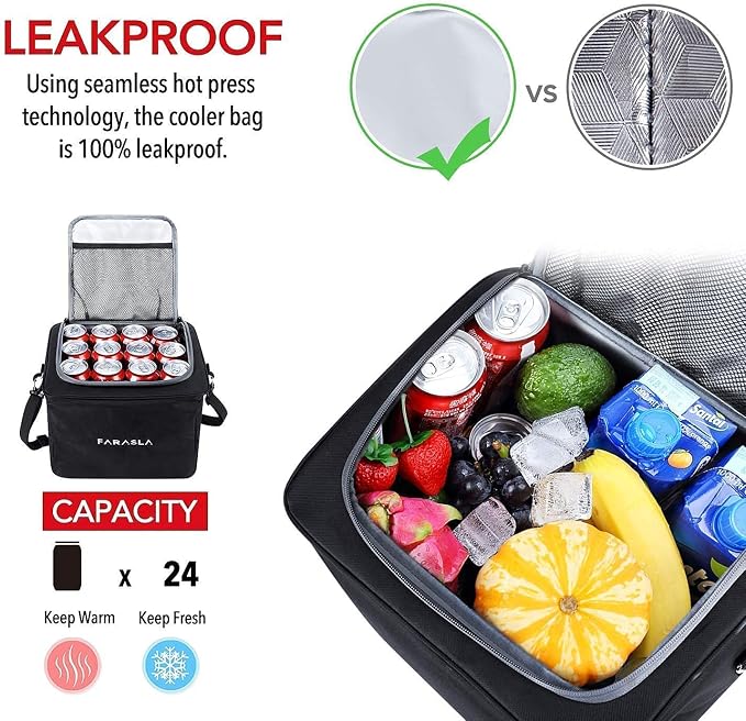 Farasla Waterproof Trunk Organizer with Leakproof Cooler Bag + Car Trash Can